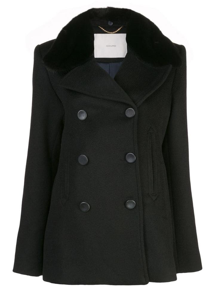 Adam Lippes Fur Trim Peacoat - Black