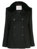 Adam Lippes Fur Trim Peacoat - Black