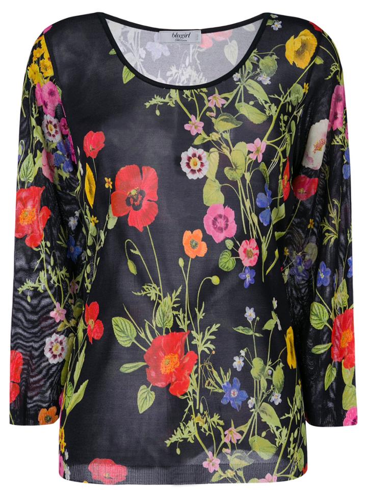 Blugirl Poppy Print Top - Black