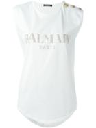 Balmain - Logo T-shirt - Women - Cotton/brass - 40, White, Cotton/brass