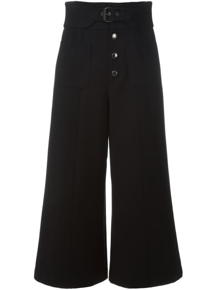 Red Valentino Cropped Wide Leg Trousers, Women's, Size: 44, Black, Polyester/spandex/elastane/viscose