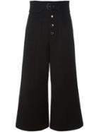 Red Valentino Cropped Wide Leg Trousers, Women's, Size: 44, Black, Polyester/spandex/elastane/viscose
