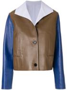 Marni Colour Block Leather Jacket - Brown