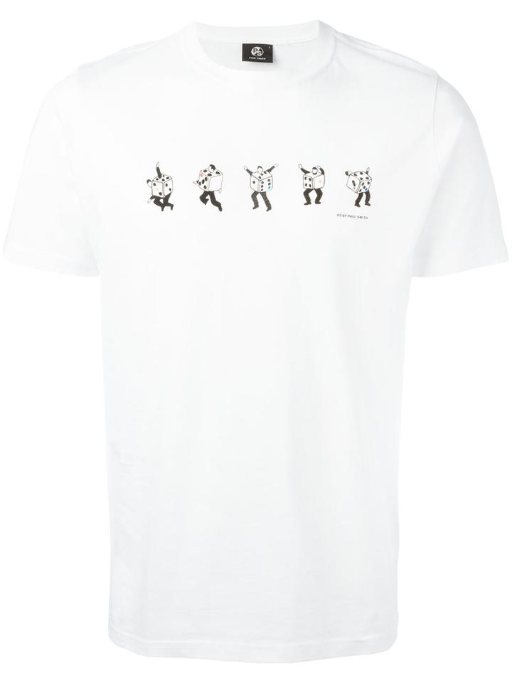 Ps By Paul Smith Dice Print T-shirt, Men's, Size: Xxl, White, Organic Cotton