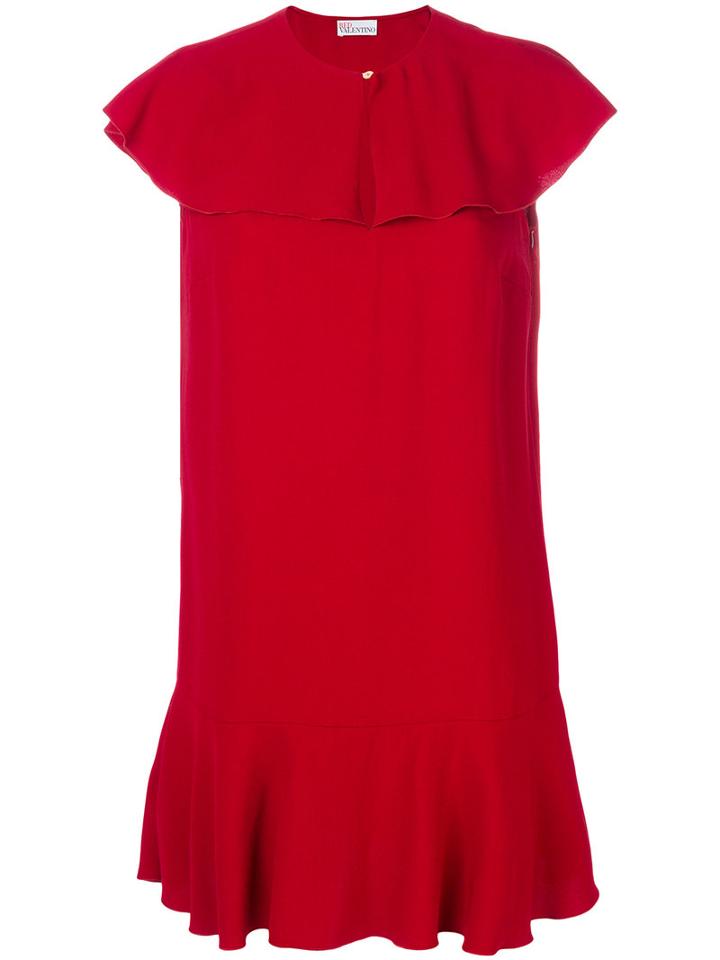 Red Valentino - Frilled Cape Dress - Women - Acetate/viscose - 40, Acetate/viscose