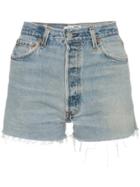 Re/done Side Zip Denim Shorts - Blue