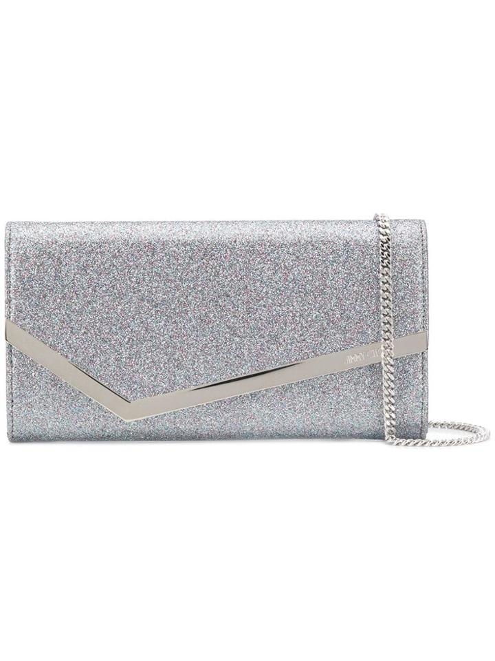 Jimmy Choo Emmie Glitter Clutch - Silver