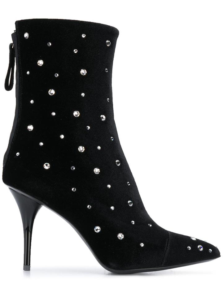Amen Embellished Pointed Ankle Boots - Black