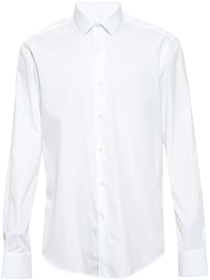 Lanvin Fitted Poplin Shirt, Men's, Size: 42, White, Cotton