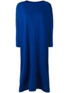 Daniela Gregis Boat Neck Ruched Dress, Women's, Blue, Wool