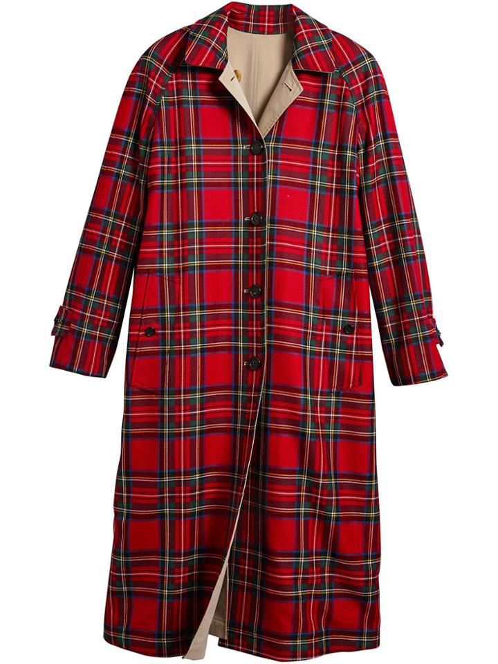 Burberry Tartan Car Coat - Nude & Neutrals