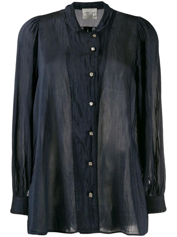 Forte Forte Sheer Long-sleeve Blouse - Blue