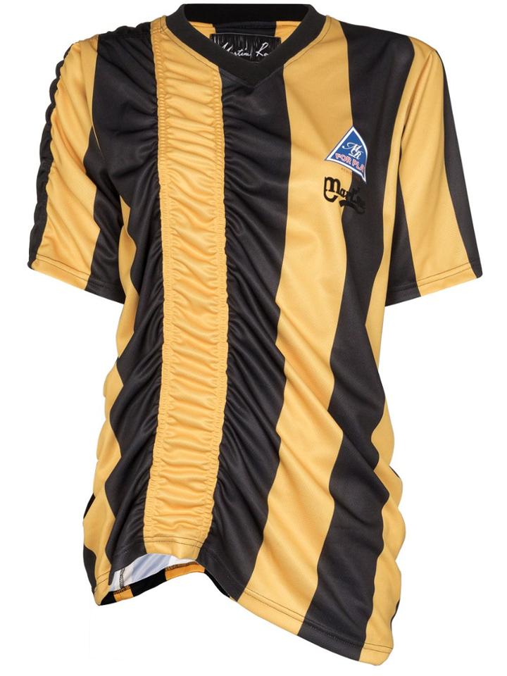 Martine Rose Ruched Stripe Football T-shirt - Yellow