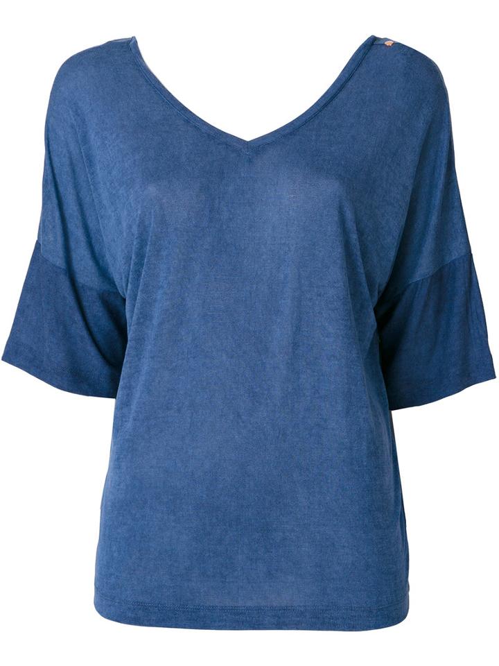 Diesel - V Neck Flared Top - Women - Viscose - S, Blue, Viscose
