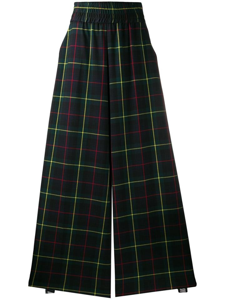 Mia-iam Check Palazzo Trousers - Green