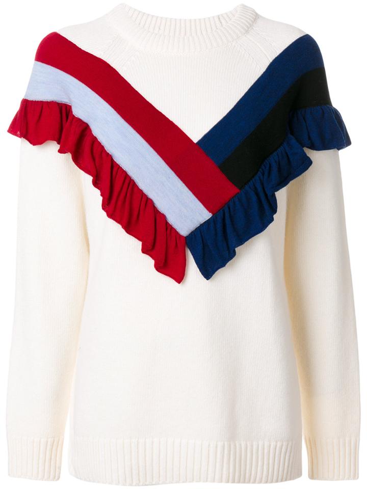 Laneus Ruffle Detail Jumper - White