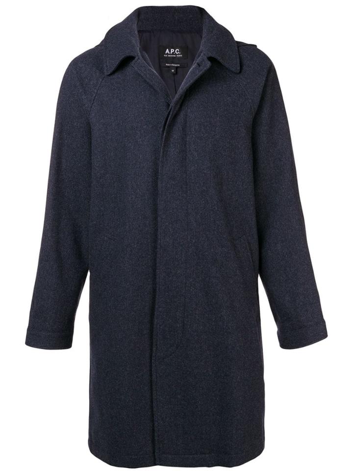 A.p.c. Single-breasted Fitted Coat - Blue