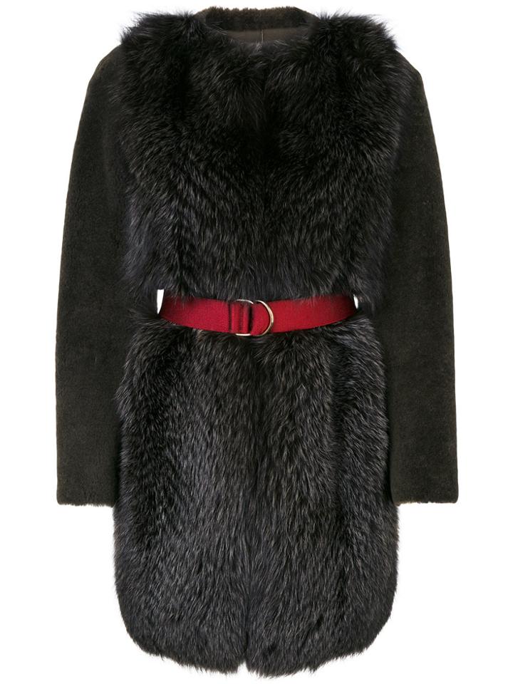 Blancha Belted Fur Coat - Green