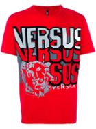 Versus Lion Print T-shirt, Men's, Size: Large, Red, Cotton