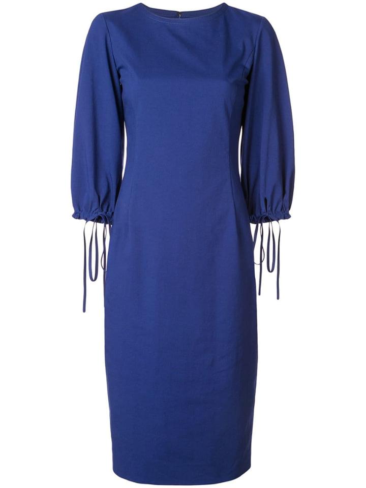 Oscar De La Renta Tied-cuffs Pencil Dress - Blue