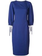 Oscar De La Renta Tied-cuffs Pencil Dress - Blue