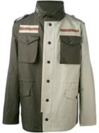 Ports 1961 Colour Block Military Jacket, Men's, Size: 50, Green, Cotton/cupro