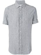 Brunello Cucinelli Striped Shortsleeved Shirt, Men's, Size: Xl, Grey, Linen/flax/spandex/elastane