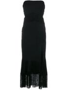 Jonathan Simkhai Fringed Strapless Dress, Women's, Size: 10, Black, Silk/spandex/elastane/viscose