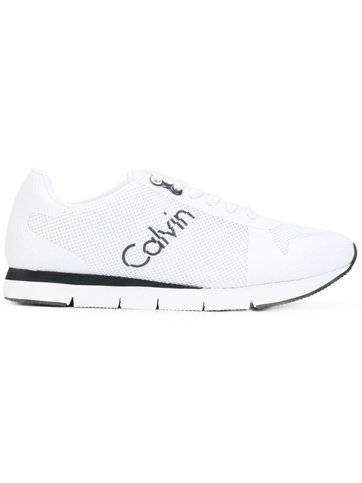 Calvin Klein Logo Mesh Trainers - White