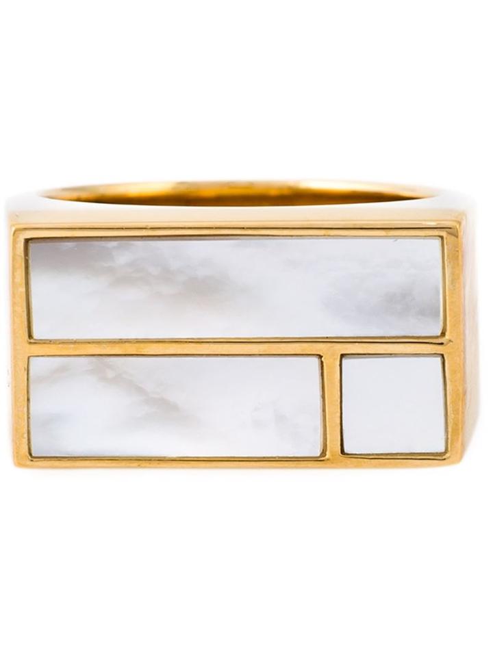 Aurelie Bidermann 18kt Gold Plated 'bianca' Ring, Women's, Size: 52, Metallic