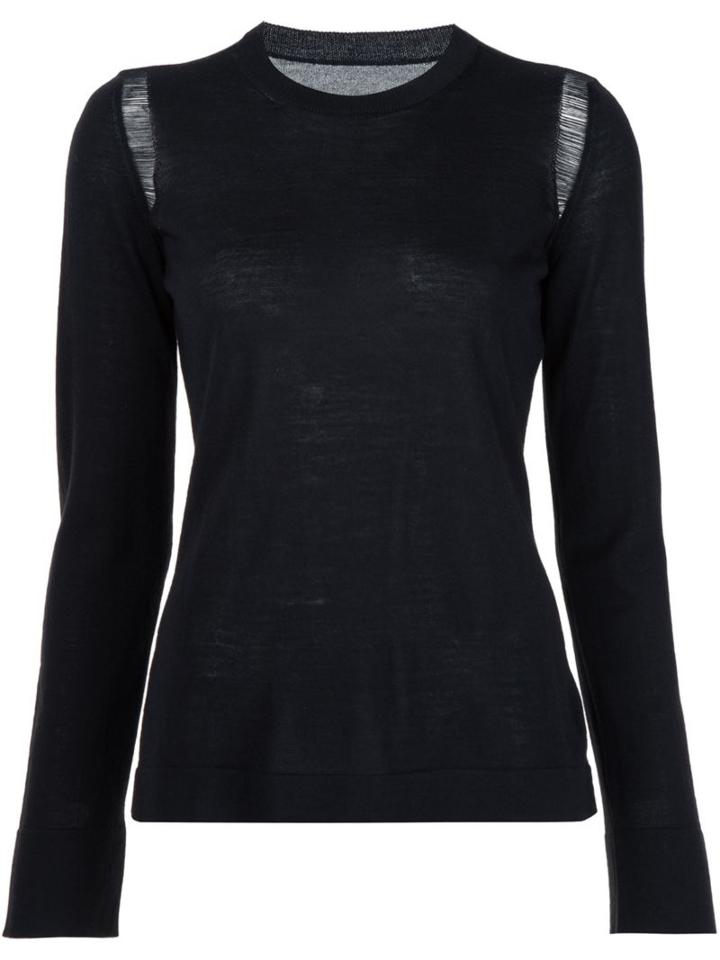 Maison Margiela Ladder Stitch Detail Sweater, Women's, Size: Medium, Black, Wool