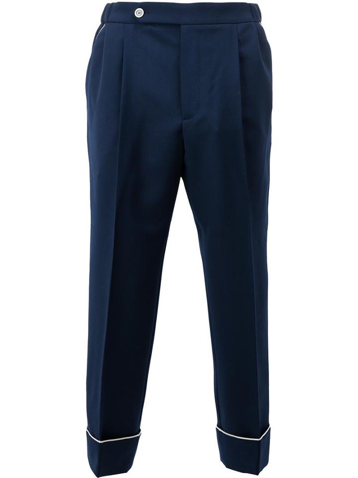 Gucci Tapered Pajama Trousers, Size: 48, Blue, Cotton/polyester/wool/mohair
