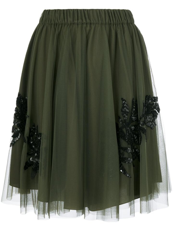 P.a.r.o.s.h. - Sequin Embellished Full Skirt - Women - Polyamide/acetate/viscose - S, Green, Polyamide/acetate/viscose