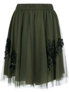 P.a.r.o.s.h. - Sequin Embellished Full Skirt - Women - Polyamide/acetate/viscose - S, Green, Polyamide/acetate/viscose