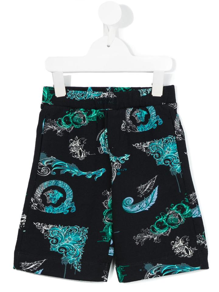 Young Versace Medusa Baroque Prints Shorts, Boy's, Size: 11 Yrs, Black