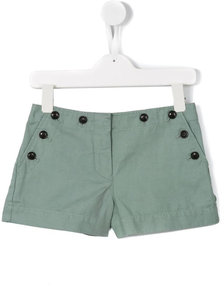 Burberry Kids Buttoned Shorts, Girl's, Size: 8 Yrs, Green