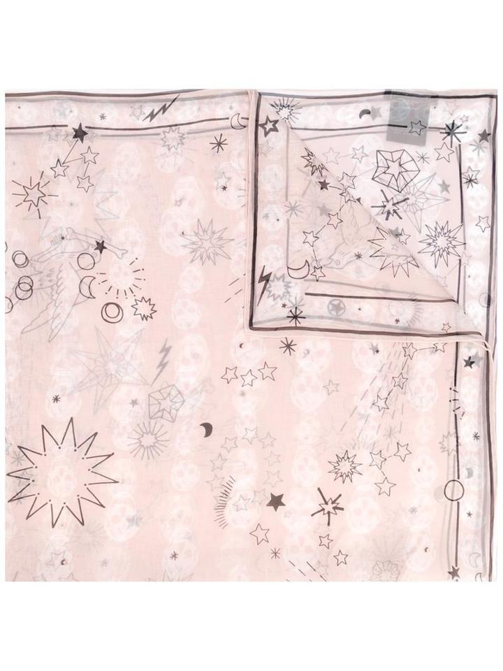 Alexander Mcqueen 'skull Constelation' Scarf, Women's, Pink/purple, Silk