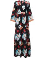 Etro Floral Wrap Maxi Dress, Women's, Size: 48, Black, Silk