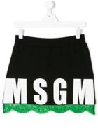 Msgm Kids Logo Lace Trim Mini Skirt - Black