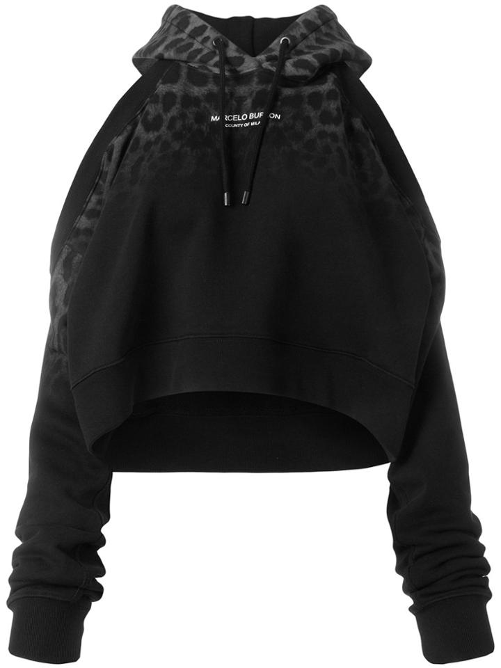 Marcelo Burlon County Of Milan Cold Shoulder Hoodie - Black