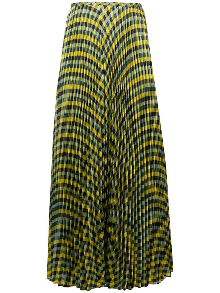 Joseph Pleated Check Skirt - Yellow