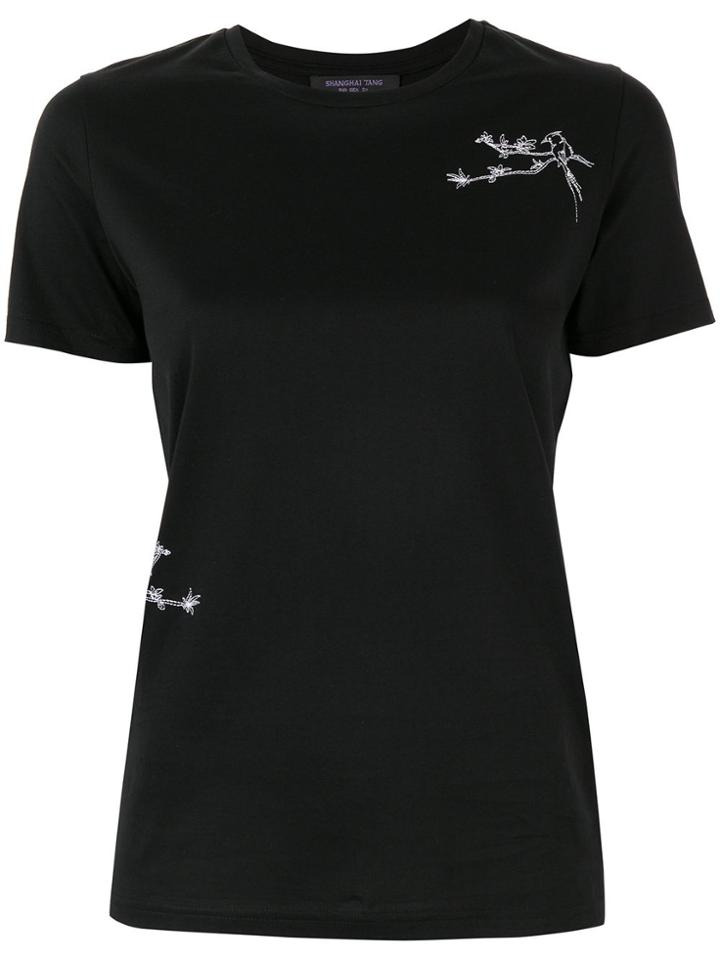 Shanghai Tang Bird Embroidered T-shirt - Black