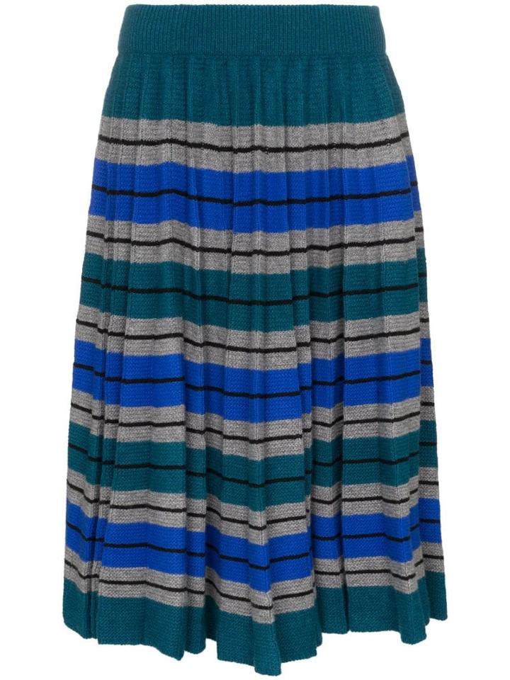 Plan C Pleated Stripe Skirt - Multicolour