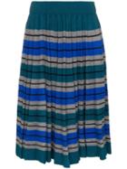 Plan C Pleated Stripe Skirt - Multicolour