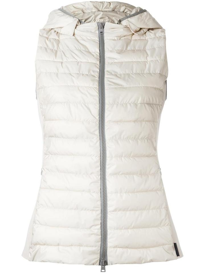 Herno Zipped Hooded Gilet, Women's, Size: 46, Nude/neutrals, Polyamide/polyurethane/polyester