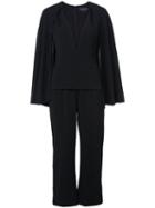 Cushnie Et Ochs - Long Sleeve Plunge Neck Jumpsuit - Women - Spandex/elastane/viscose - 4, Black, Spandex/elastane/viscose