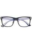 Gucci Eyewear Embossed Titanium Square Glasses, Black, Acetate/titanium