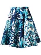 Eggs Leaf Print Skirt, Women's, Size: 40, Blue, Polyester