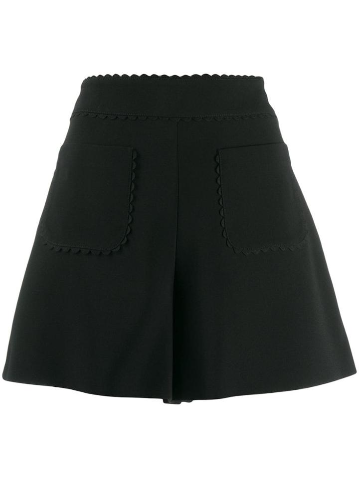 Red Valentino Scalloped Edge Shorts - Black