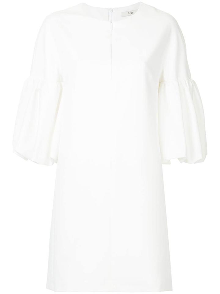 Tibi Balloon Sleeve Crepe Dress - White